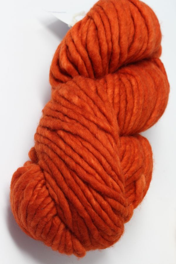 Malabrigo Rasta merino wool yarn in glazed carrot color, showcasing thick, soft, hand-dyed yarn for knitting and crochet projects.