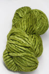 Malabrigo Rasta Merino wool yarn in vibrant lettuce green, showcasing thick, soft, hand-dyed wool for knitting or crochet projects.