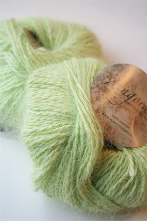 Plymouth Angora Yarn in Key Lime color, soft and fluffy knitting yarn with a vibrant green shade and plush texture.