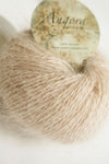 Plymouth Angora Yarn in sand color, showing soft, fluffy knitting yarn with a close-up of the textured fibers and gentle color.