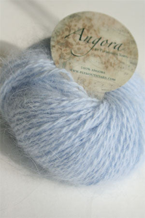 Blue Plymouth Angora Yarn ball, soft and fluffy knitting yarn made from angora, showcasing its smooth texture and vibrant color.