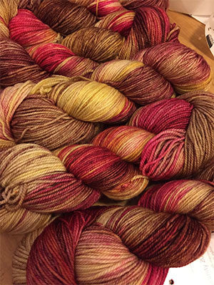 Zen Yarn Garden Serenity 20 fingering weight yarn in soft, variegated shades, showing individual skein with vibrant color transitions.