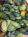 Fingering weight yarn from Zen Yarn Garden's Serenity 20 collection in a soft crocus purple color.