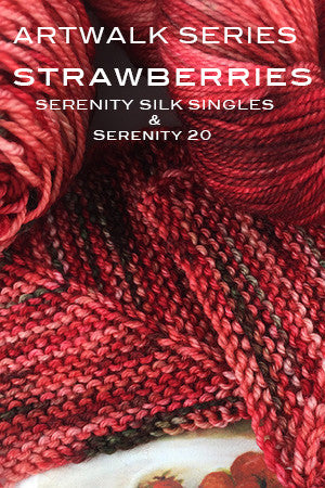 Fingering weight Zen Yarn Garden Serenity 20 yarn with vibrant strawberry red and pink hues, displayed in a close-up shot.