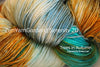 Fingering weight yarn Zen Yarn Garden Serenity 20 in warm autumn tressina colorway, skein with soft variegated tones.