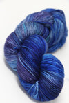 Blue and violet fingering weight yarn from Zen Yarn Garden's Serenity 20 collection, showcasing vibrant, soft fiber texture.