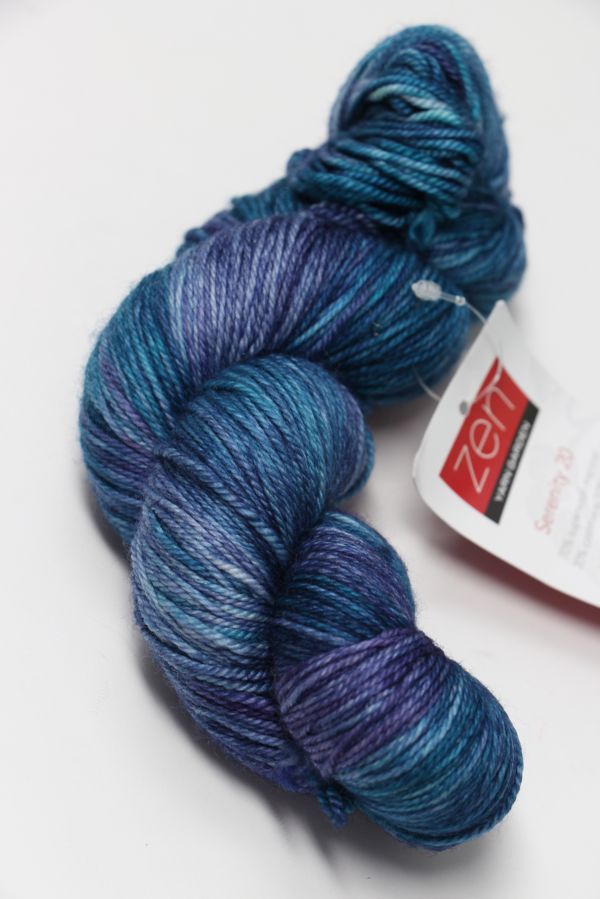 Fingering weight Zen Yarn Garden Serenity 20 yarn in Waterseed color, showcasing soft, vibrant fiber for knitting or crochet projects.